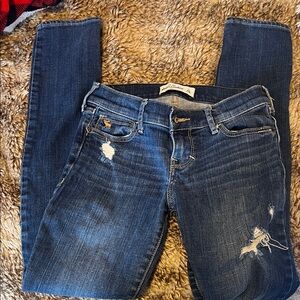 Abercrombie & Fitch Dark Blue Distressed Skinny Jeans